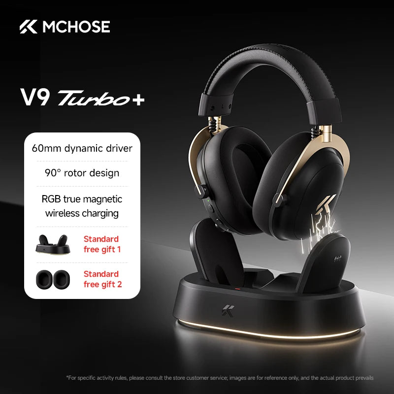 MCHOSE V9 Turbo + Professional Esports Gaming Headphones 60mm 7.1 Surround Sound Wireless Headset With RGB Magnetic Charging