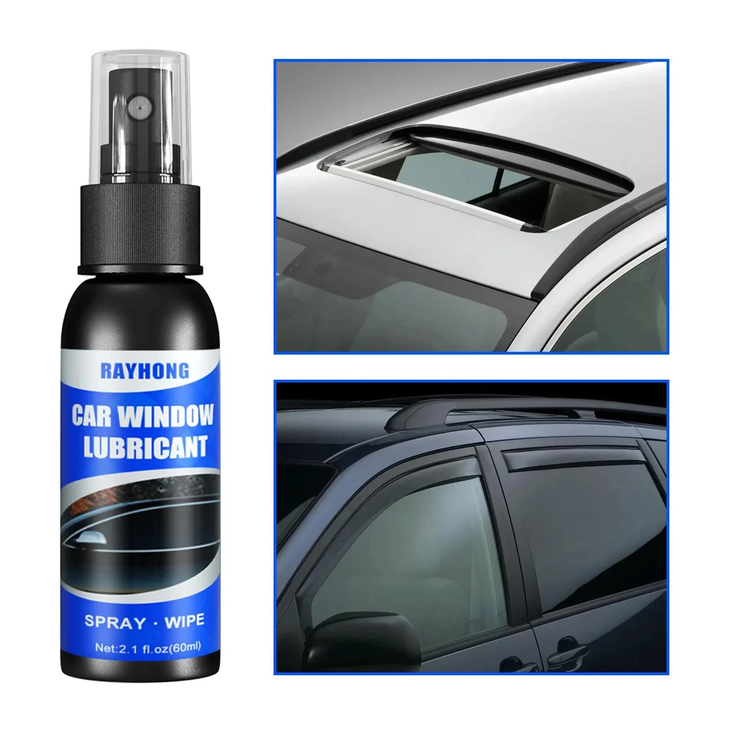 60ml Car Window Lubricant Lift Glass Sunroof Track Car Doors Sealing Strip Rubber Eliminating Abnormal Noises Lubrication Spray