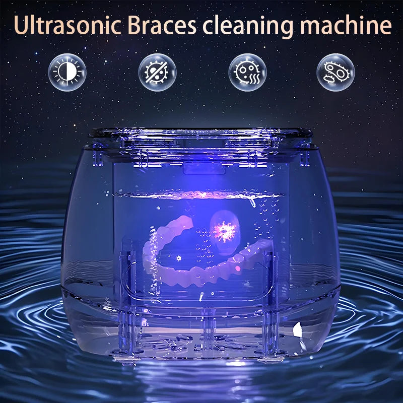 48KHZ Ultrasonic Braces Cleaning Machine USB rechargeable Multi-function Invisible Retainer Denture Machine Jewelry High Frequen