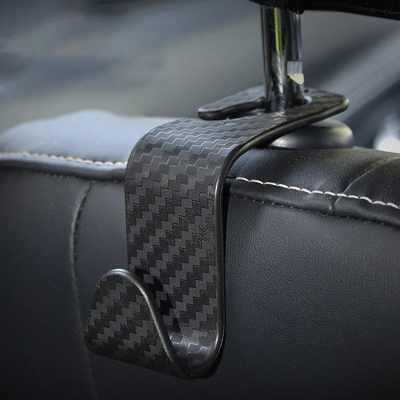 4Pcs Carbon Fibre Hook Car Seat Headrest Hook Auto Back Seat Organizer Hanger Handbag Clothes Bracket Car Interior Accessories