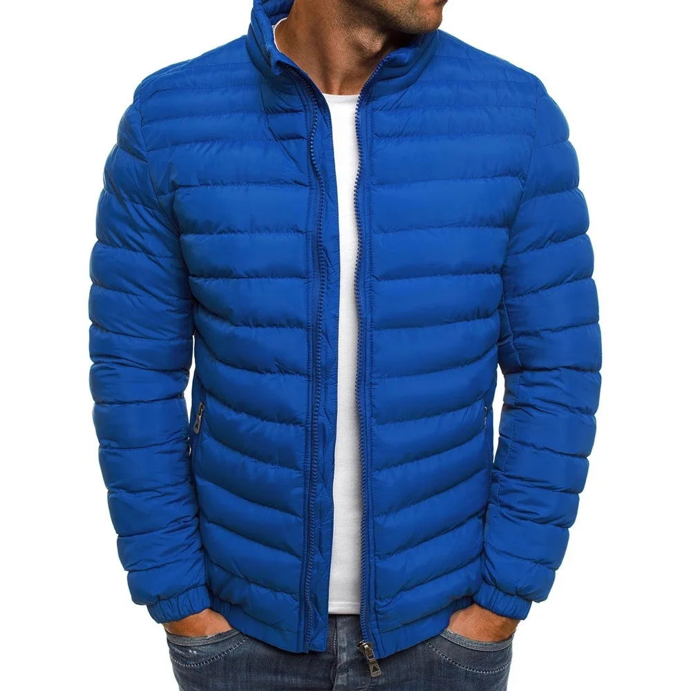 Men's Winter Cotton Jacket Stand Collar Solid Color Lightweight Warm Casual Coat Winter Jackets for Men Outdoor Daily Wear