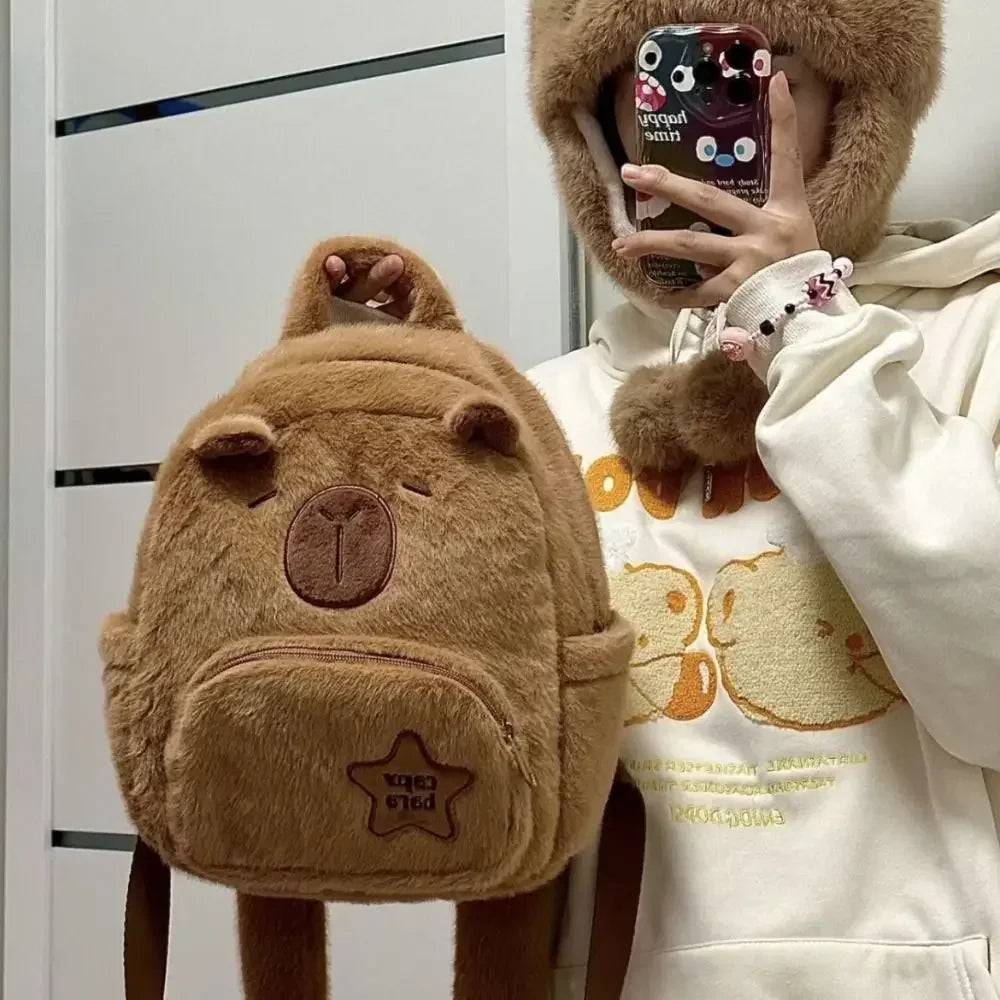 Kawaii Capybara Plush Cartoon Backpack