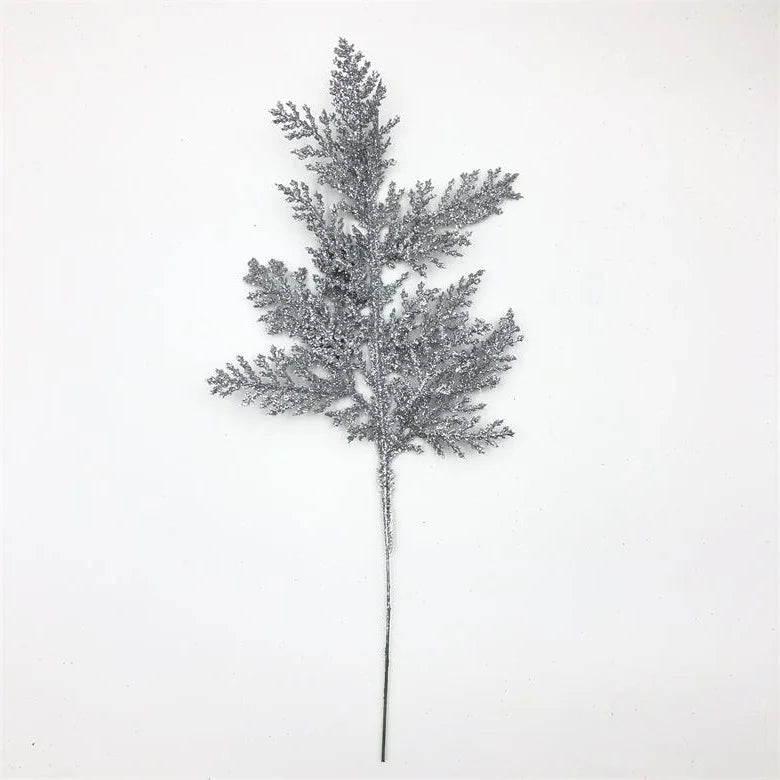 10/20Pcs Glitter Artificial Leaves Bundle Xmas Christmas Tree Decoration Vase Arrangement Home Party DIY Floral Garland Decor