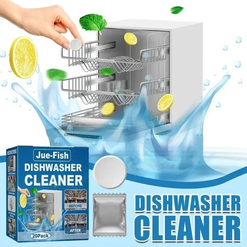 20/40PCS Dishwasher Cleaner Tablets Surfactant Deep Clean Remove Oil Dirt Limescale Antibacterial All in One Kitchen Cleaning To