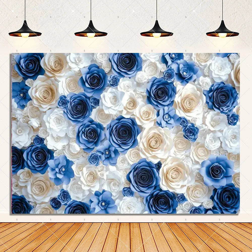 Rose Pink Floral Photography Backdrop Supplies Flower Wall Wedding Birthday Party Decorations Bridal Marriage Background Banner