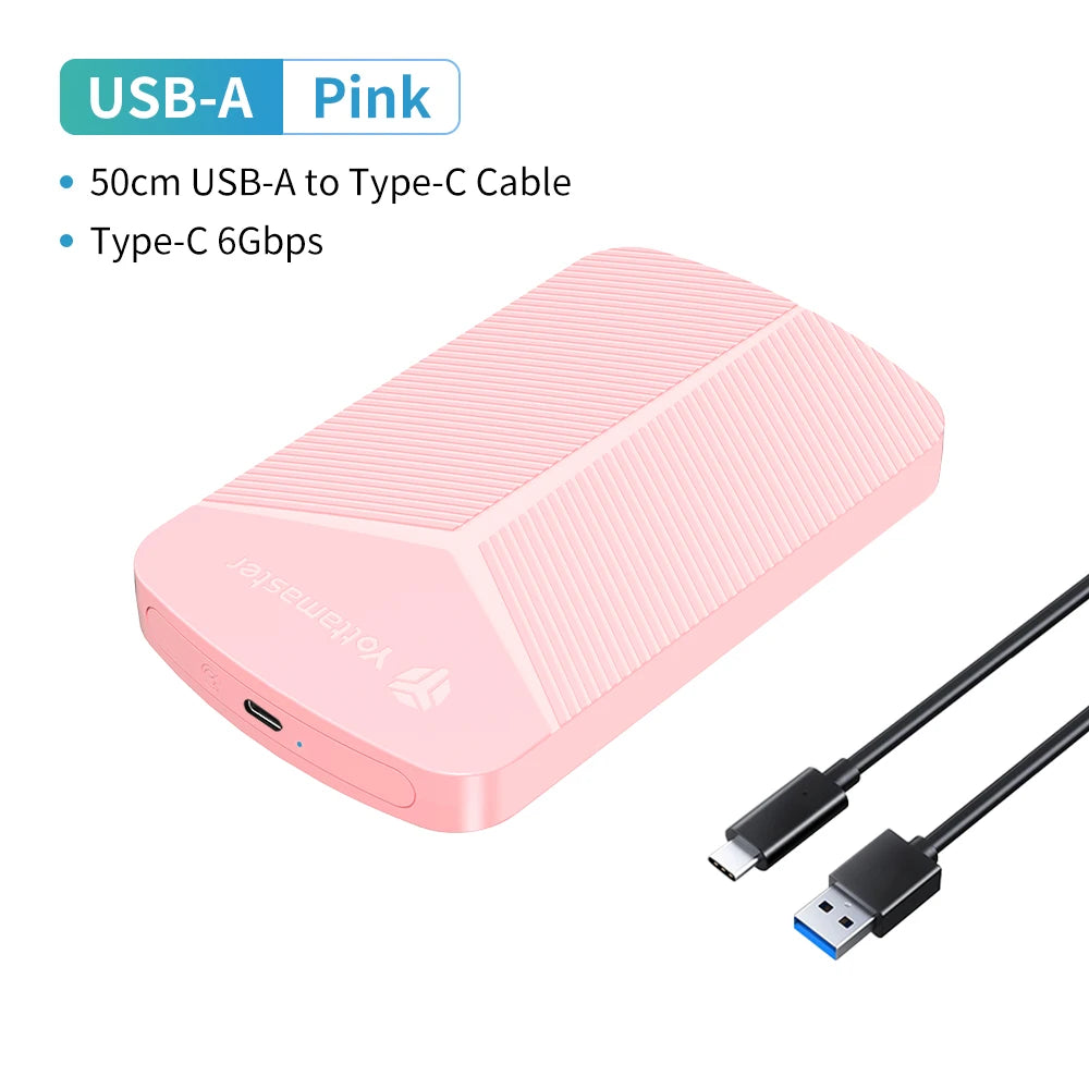 Yottamaster 2.5 Inch HDD Case External SSD Hard Drive Case SATA to USB 3.0 HDD Enclosure for PC Laptop 6Gbps Storage Case Type C