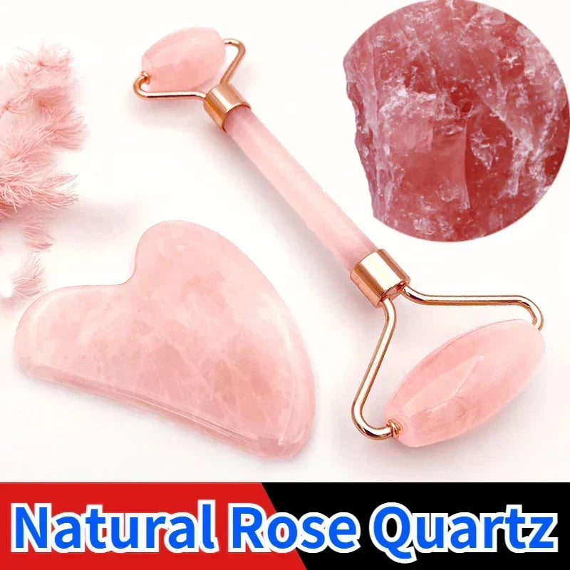 Rose Quartz Jade Roller Set