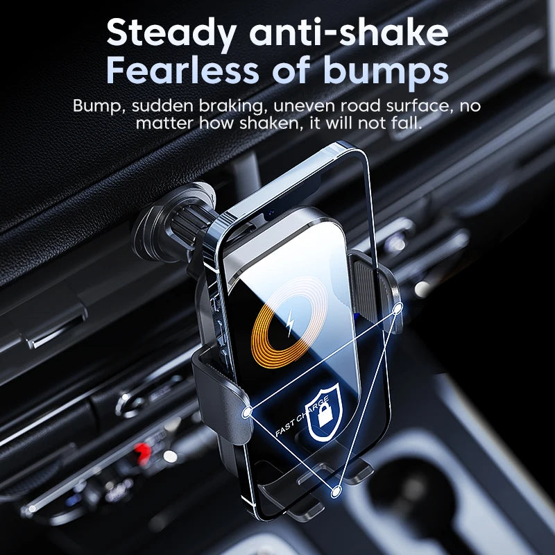 Universal Car Wireless Charger Auto Car Mount Phone Holder Stand 15W Fast Charging For iPhone Xiaomi Samsung Intelligent Sensing