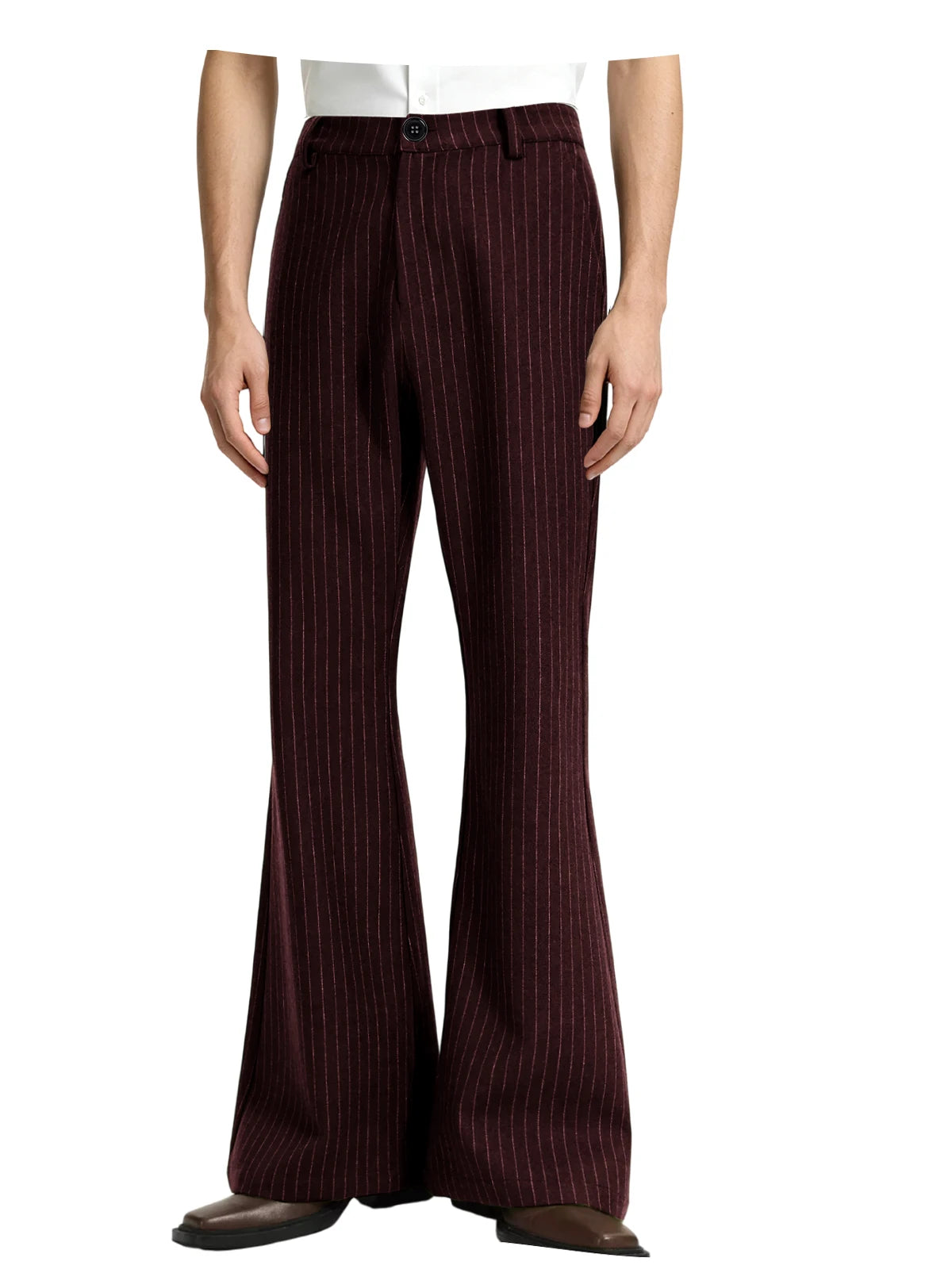 Men's Pinstripe Bell Bottom Pants High Waist Vintage Striped Flared Trousers 60s 70s Disco Outfits for Men Nightclub Party Dance