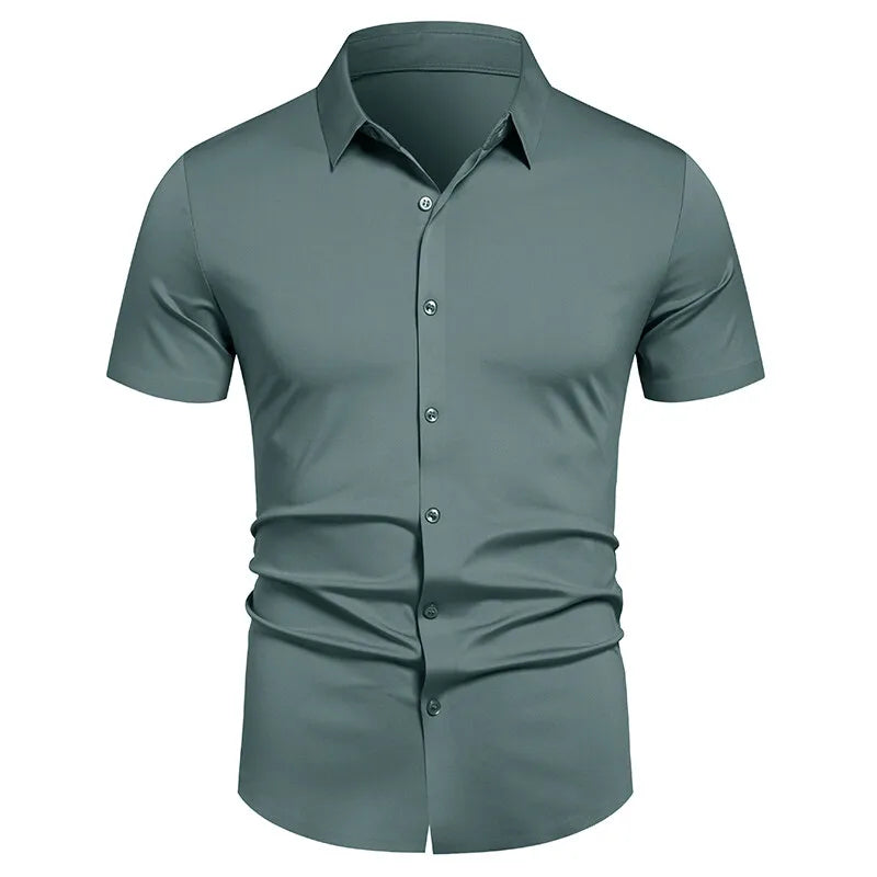 Men's Stretch Shirt Wrinkle Free Dress Shirts Regular Fit Short Sleeve Stretch Business Casual Button Down Shirts