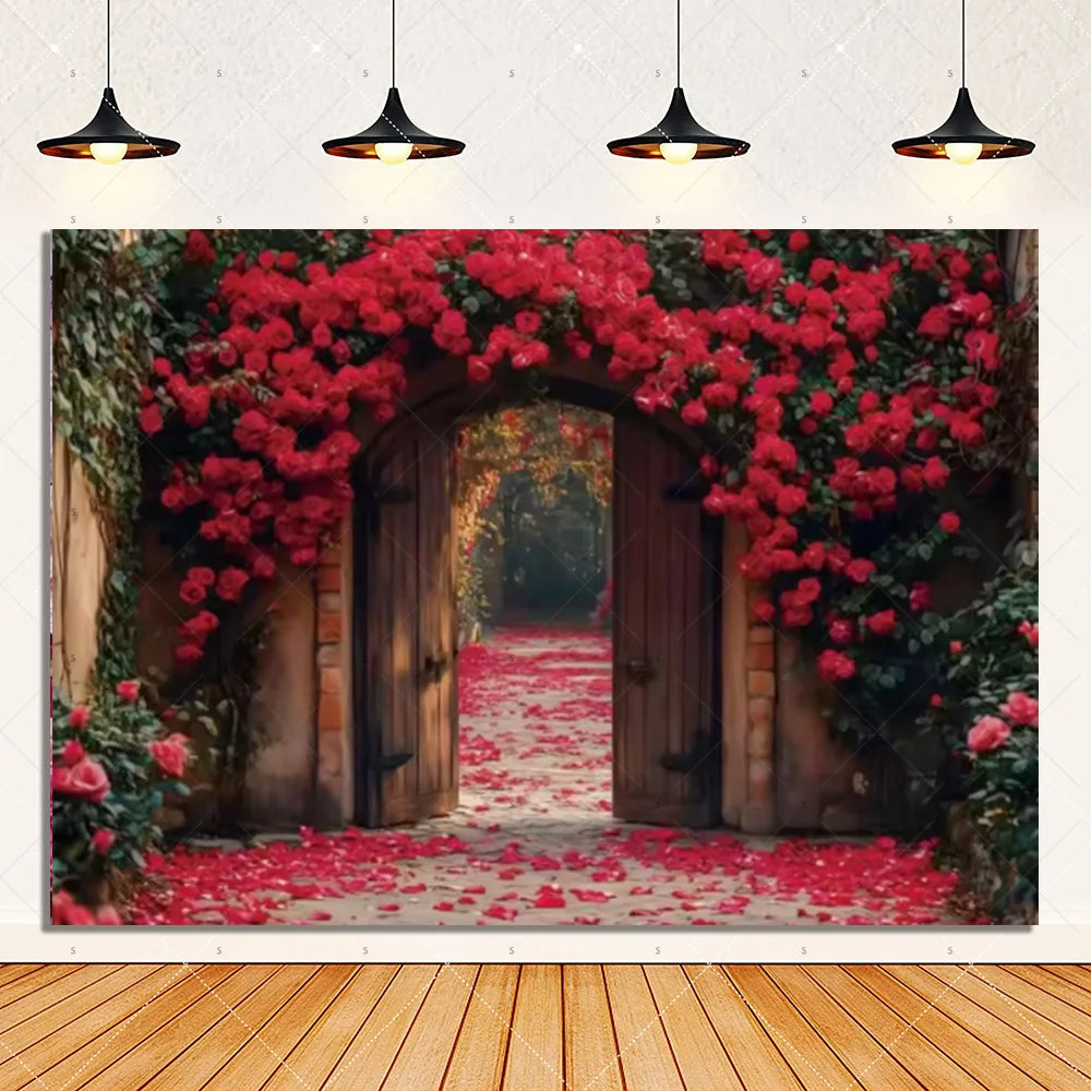 Rose Pink Floral Photography Backdrop Supplies Flower Wall Wedding Birthday Party Decorations Bridal Marriage Background Banner