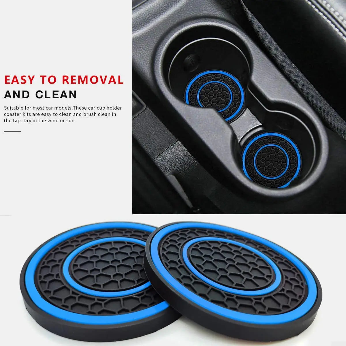 2pcs Non-slip Car Water Cup Pad For Tesla And SUV Sedan Rubber Mat For Bottle Holder Coaster Auto Interior Anti-skid Cup Holders
