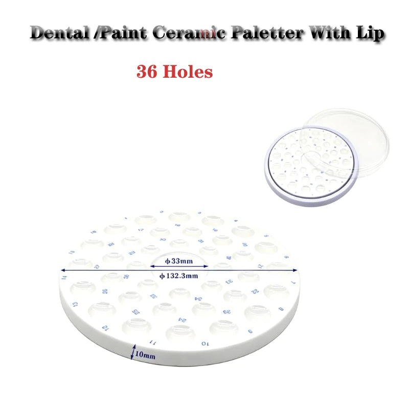 1 Set Dental/ Art Paint Porcelain Mixing Tray, 36-Hole Glazing Palette with Lid, Moisture-Retaining Mini Ceramic Mixing Tray