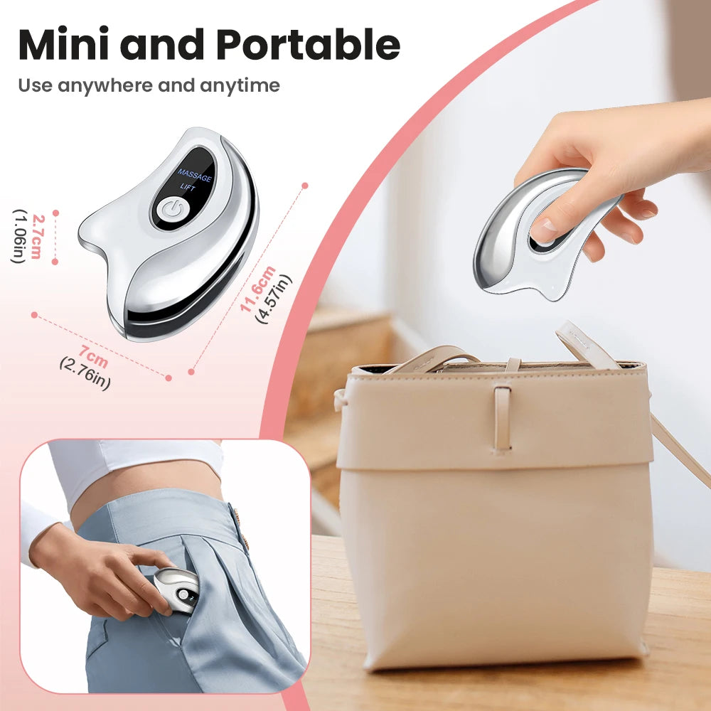 Electric Gua Sha Facial Tool with 45°C Heat & Vibration, 2 Modes Face Massager with LCD Screen, Heated Face Sculpting Tool for Skin Care