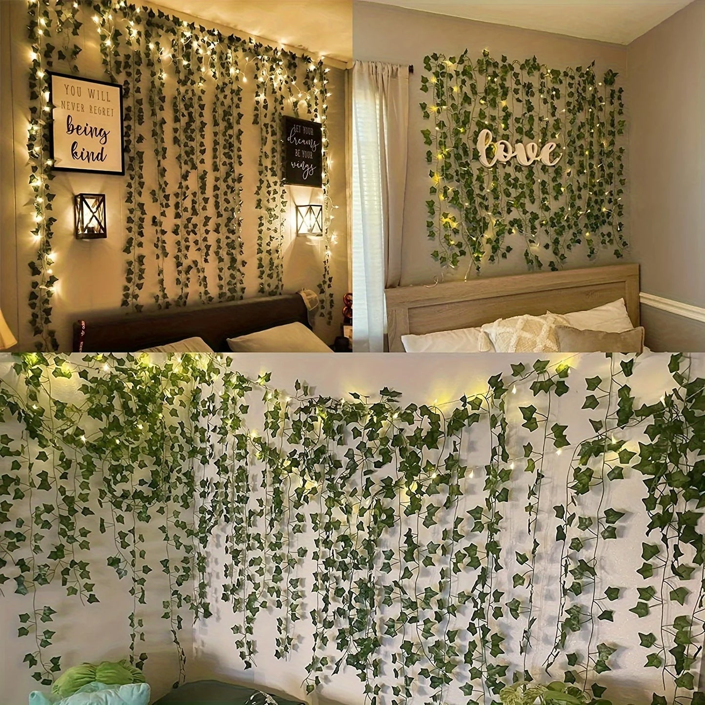 Artificial Ivy With String Lights,LED String Lights, Leaf Artificial Leaves String Lights, Suitable For Wedding, Wall Decoration