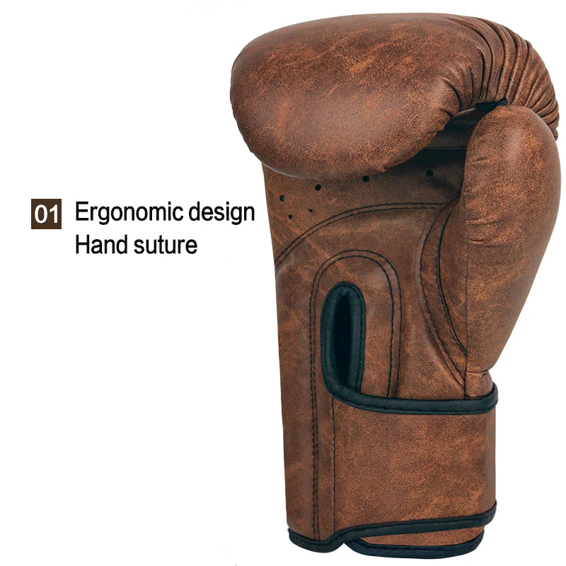 Classic Vintage Boxing Gloves Adult Kids Women/Men Boxing Glove MMA Muay Thai Boxe De Luva Mitts Sanda GYM Equipment 6 8 10 12OZ