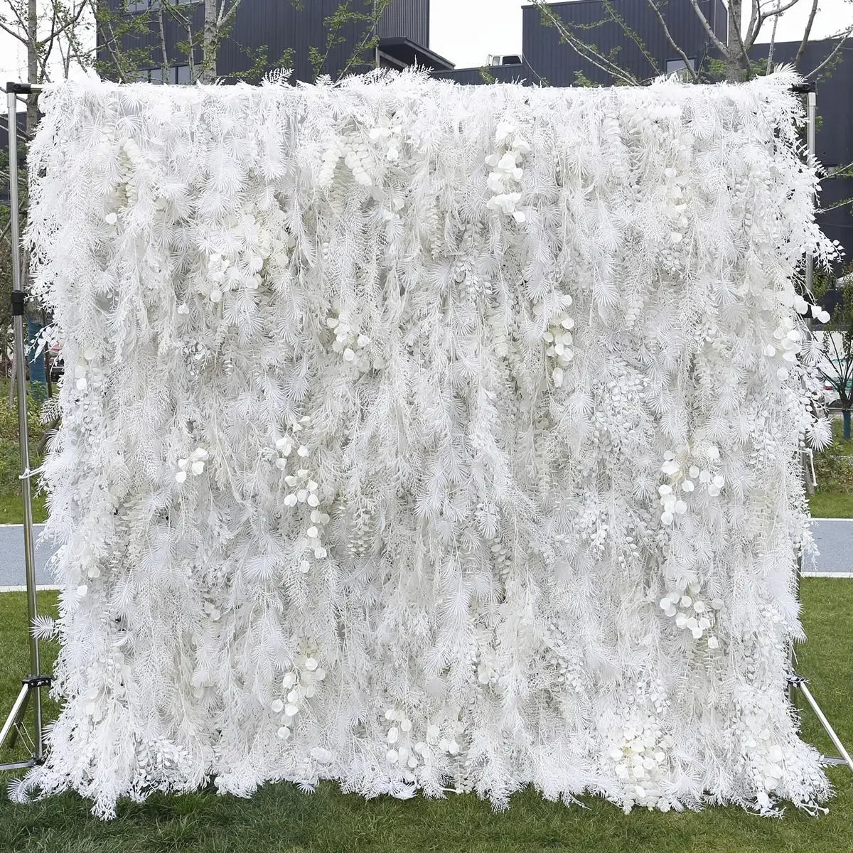 5D White Rose Cloth Flower Wall Artificail Fabric Roll Up Hydrangea Floral Wall Wedding Backdrop Decor Hang Curtain Photo Props