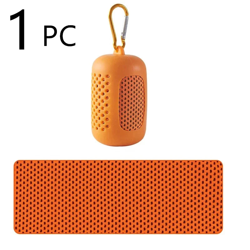 1Pcs Quick-Drying Sports Towel with Storage Box and Cooling Ice Blanket for Outdoor Fitness and Camping Cycling Hiking