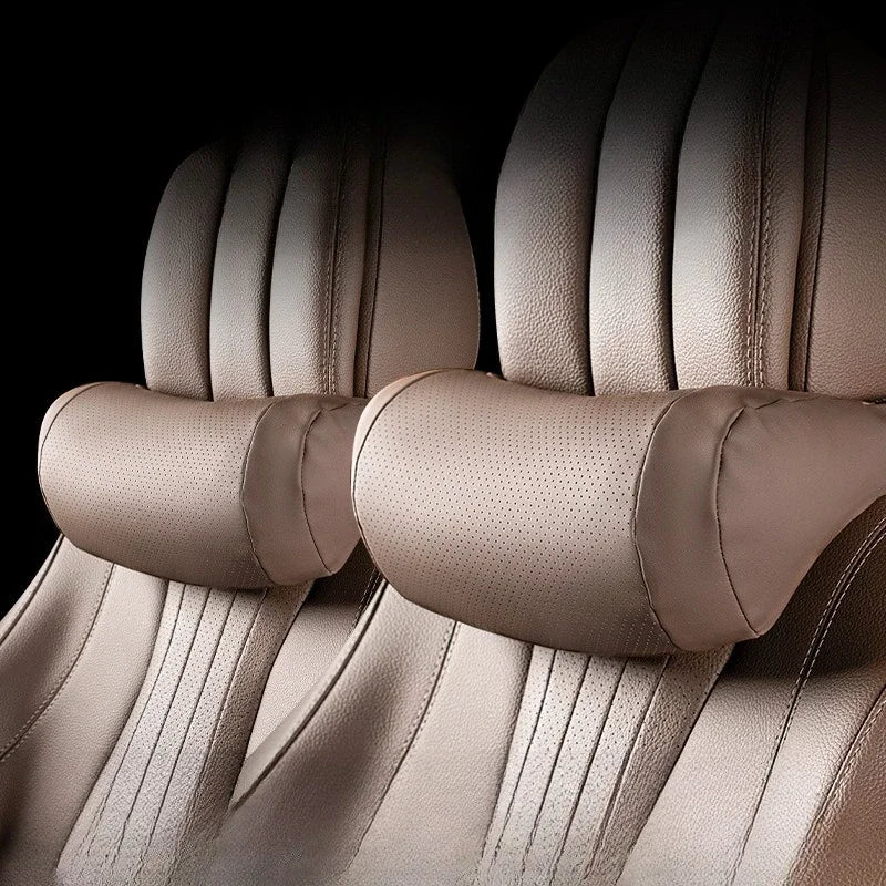 Suitable for Mercedes-Benz BMW Audi Tesla Car Leather Headrest Universal Car Interior Supplies Maybach Seat Protect Neck Pillow