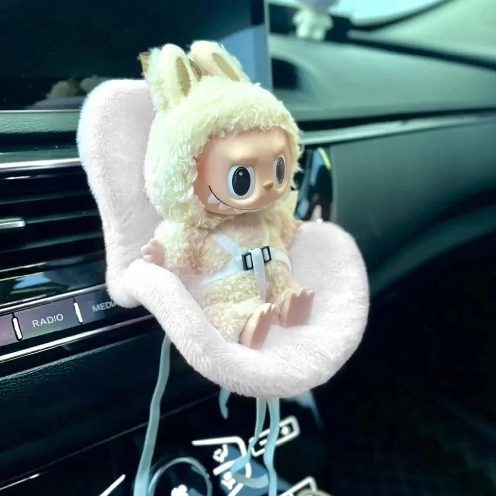 Mini Plush Doll Safety Seat Soft Car Ventilation Safety Chair for Labubu The Monsters Doll Accessories Car Interior Decorations