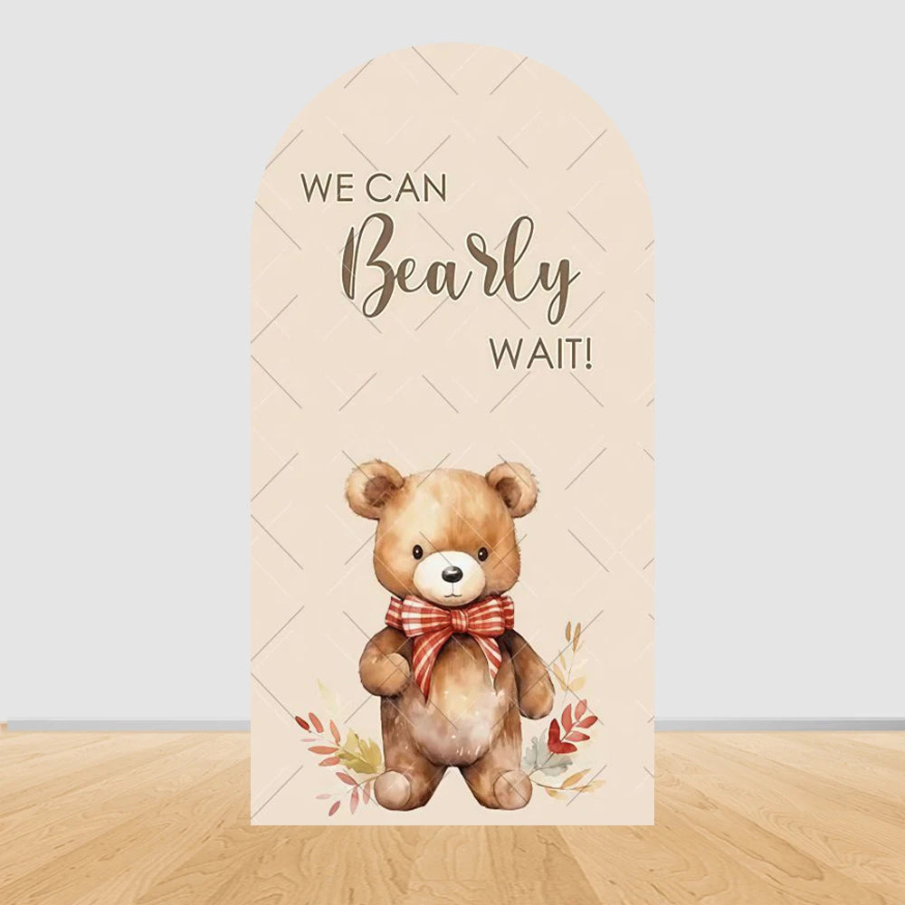 Pregnant Women Theme Arched Elastic Background Cover Welcome Baby Bear Flowers Baby Shower Photography Background Wall Decor