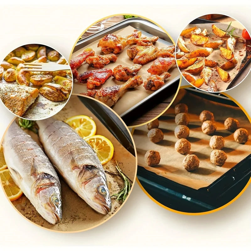 Parchment Paper Roll Non-stick Baking Bread Cake Cookie Egg Dart Paper Sheets For Cooking Grilling Steaming Baking Air Fryer