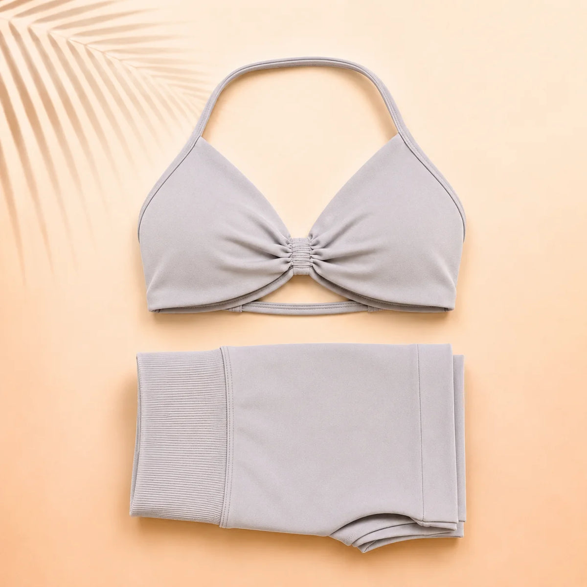 Women Yoga Set Ruched Sports Bra High Waist Shorts 2 Piece Workout Outfit Gym Fitness Activewear Seamless Training Set