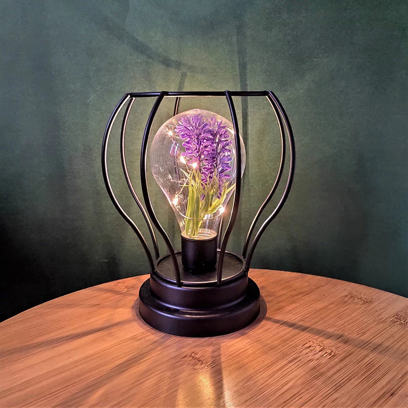 LED Night Lamp Battery Powered Green Plant Copper Wire Lights For Desktop Bedside Children Bedroom Home Decoration Nights Light
