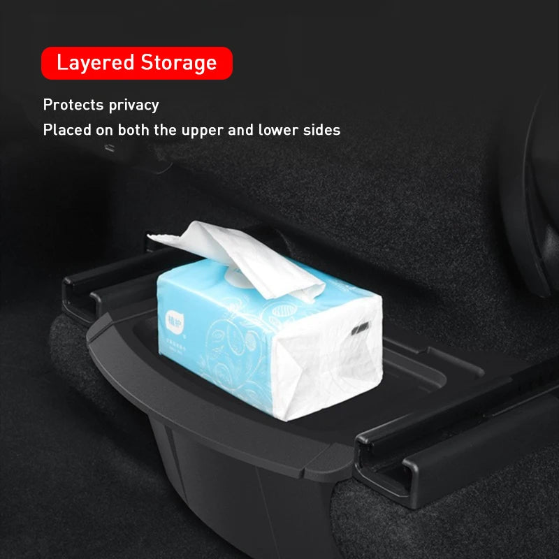 Rear Seat Storage Box for Tesla Model Y Juniper 2020~2026 Organizer Center Console Bins Backseat Trash Can Garbage Accessories