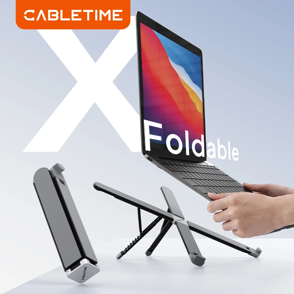 CABLETIME Laptop Stand X Foldable 8 Adjustable Angles Portable Adjustable Laptop Riser for 10–17.3 Inch Laptops Macbook Ipad