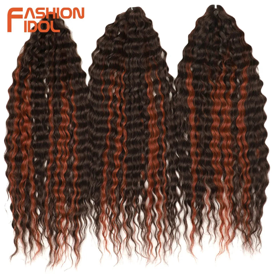 LOVE ME 22 Inch 300g/3pcs Ariel Curl Hair Water Wave Twist Crochet Hair Synthetic Ombre Rainbow Color Braiding Hair Extensions