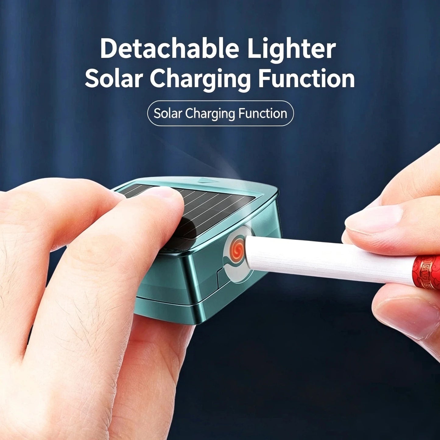 Hanging Car Solar Ashtray with Built-in Lighter & Night Light, Ceramic Liner Multifunctional Vehicle Ash Tray, Premium Auto Inte