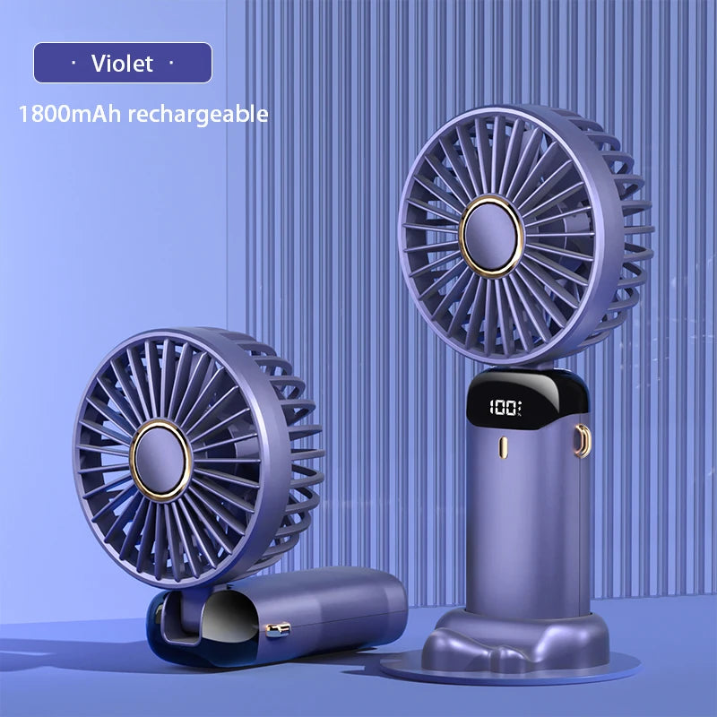 2024 New 1800mAh Portable Fan Rechargeable 90° Foldable Fan Mini Air Conditioner Small Fan Air Cooler with LED Digital Display