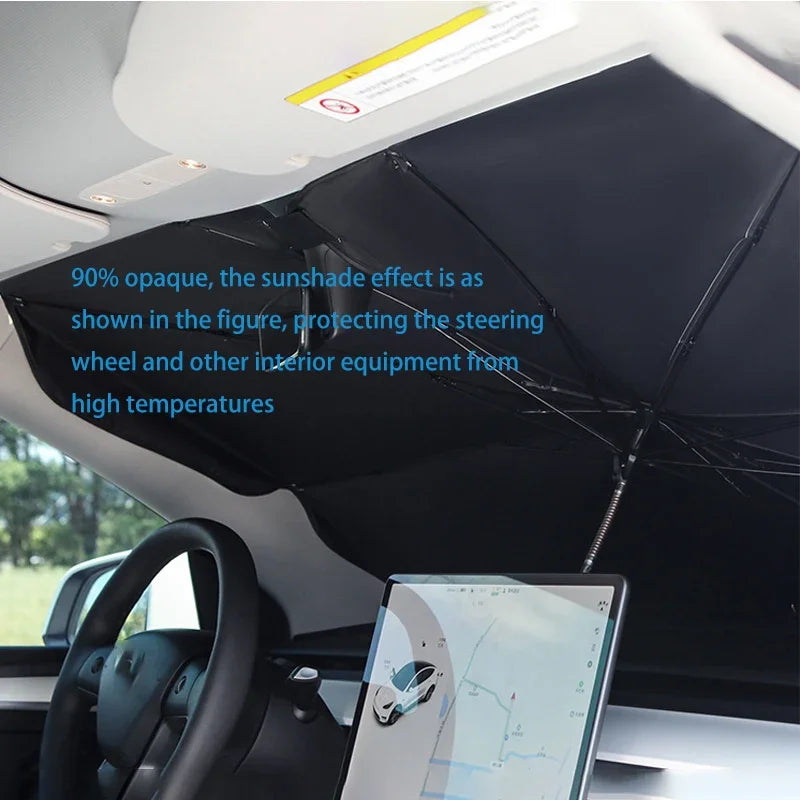 Car Sunshade Retractable Sunscreen Heat Insulation Front Windshield Parasol Anti-glare Uv-blocker Auto Internal Blocker 99.9% UV