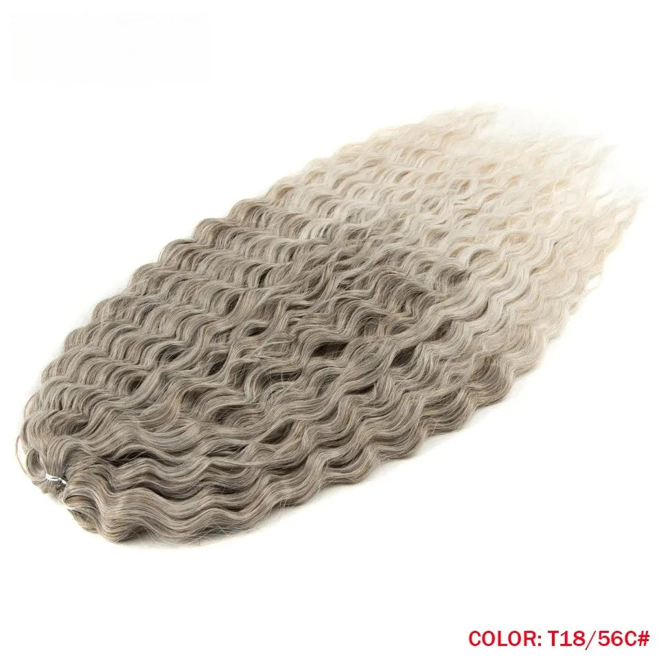 LOVE ME 22 Inch 300g/3pcs Ariel Curl Hair Water Wave Twist Crochet Hair Synthetic Ombre Rainbow Color Braiding Hair Extensions