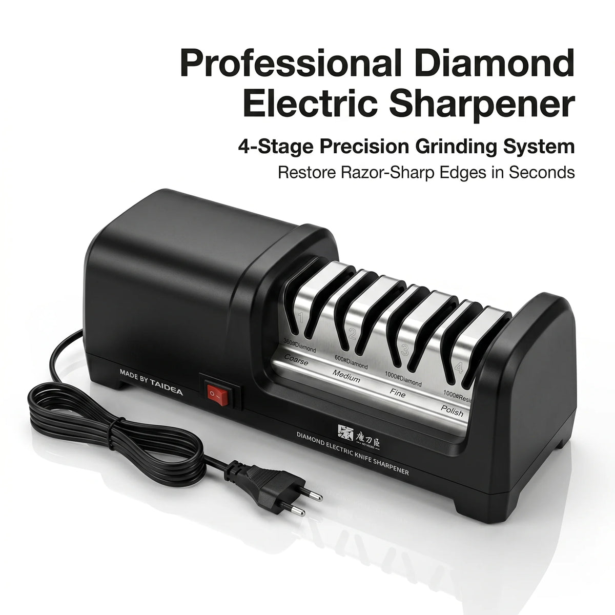 TG2102 Electric Knife Sharpener, 4 Stages for Grinding & Polishing, 20-Degree for Kitchen Knives