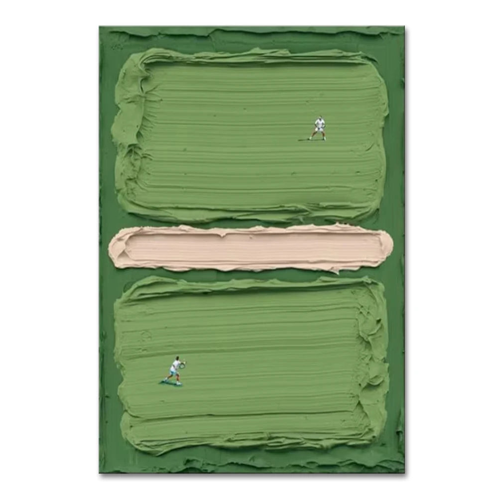 Mintura,Handpaintd Abstract Texture Green Tennis Court Oil Painting on Canvas,Modern 3D Knife Art Poster,Wall Picture,Home Decor