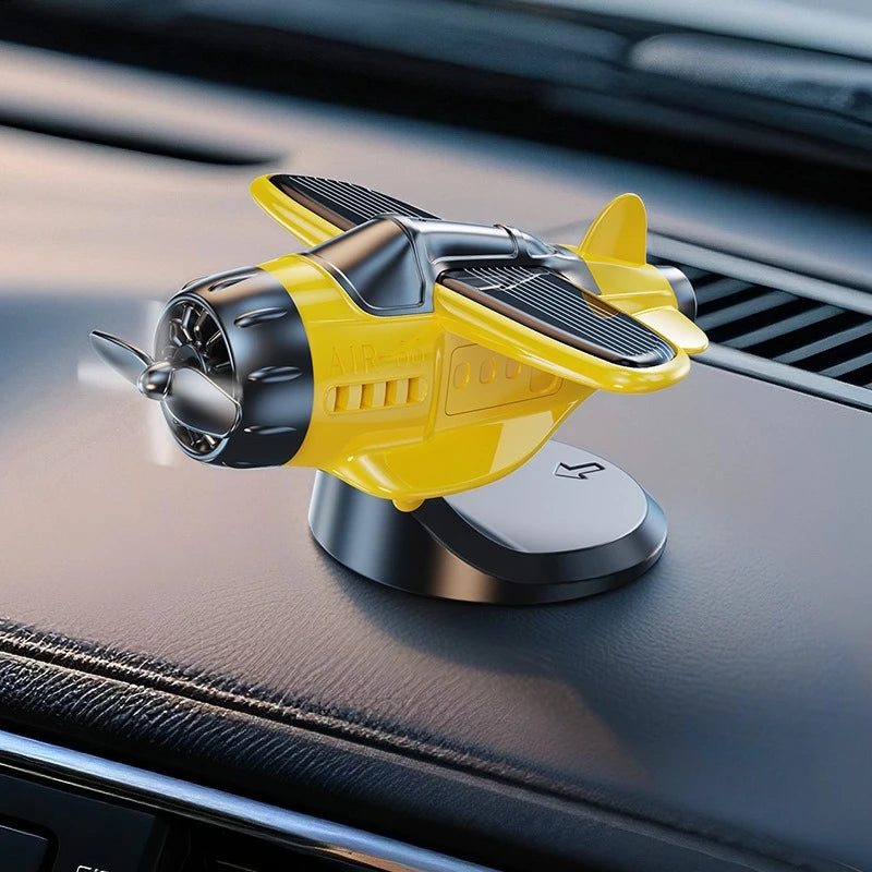 Solar-powered Airplane Ornament,360-degree Rotation, Car Dashboard Decoration,Kinetic Airplane Figurine,Car Interior Accessories