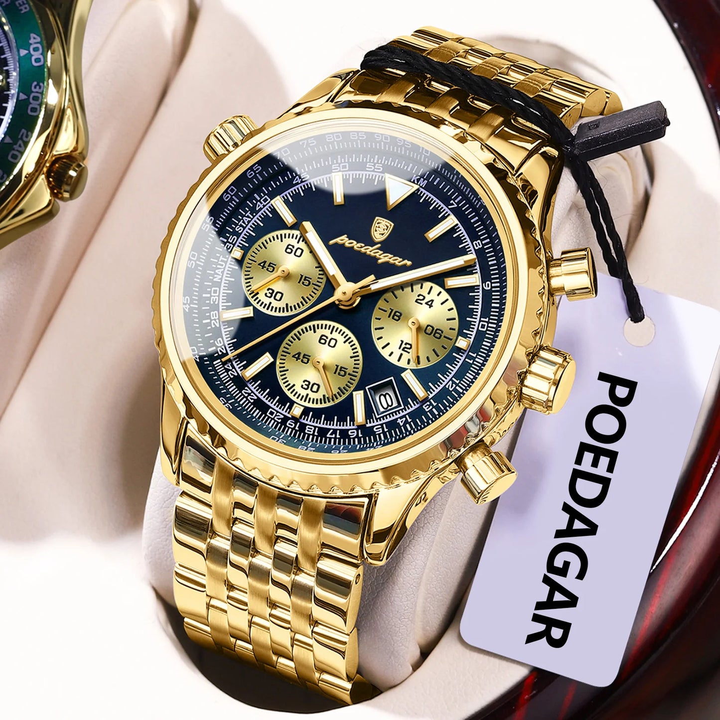 POEDAGAR Business Men's Wristwatch Waterproof Luminous Date Chronograph Luxury Man Watch Quartz Stainless Steel Watches For Men