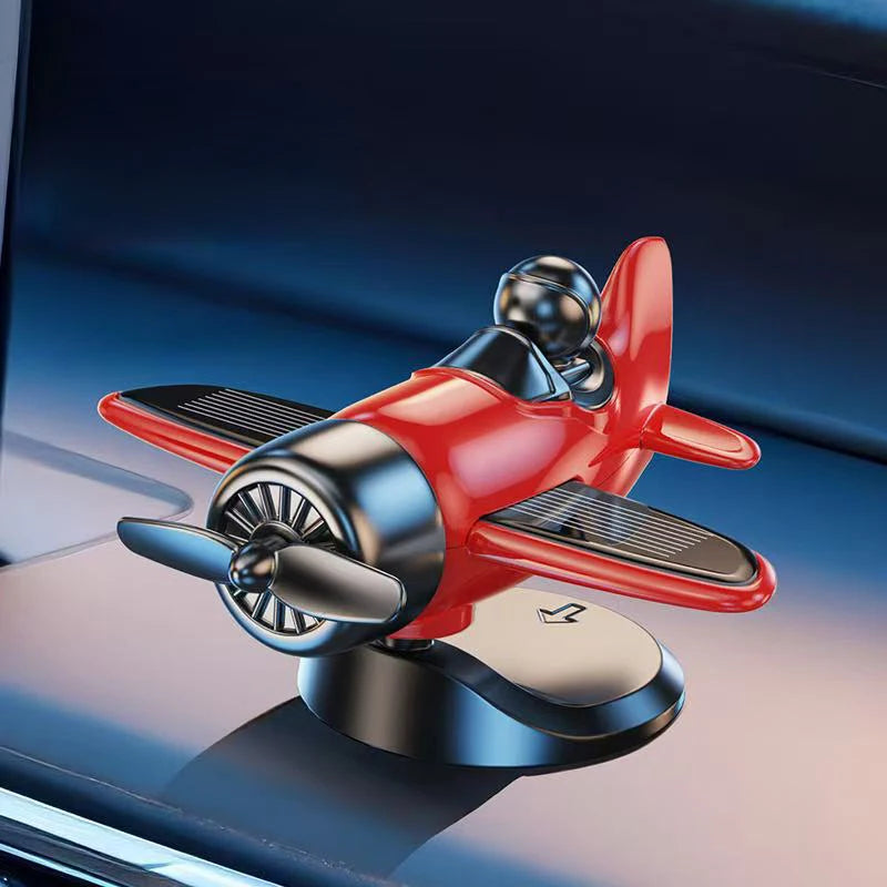 Solar Powered Rotating Airplane Car Dashboard Ornament 360° Auto Spin Decor Airplane Ornaments Car Interior Decoration