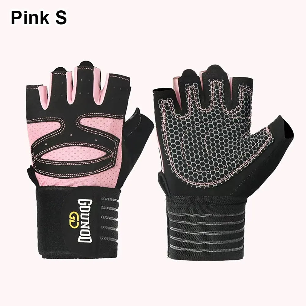 1Pair Half Finger Weight Lifting Glove Breathable Anti-Slip Weightlifting Gloves Bodybuilding Powerlifting Wristband Support