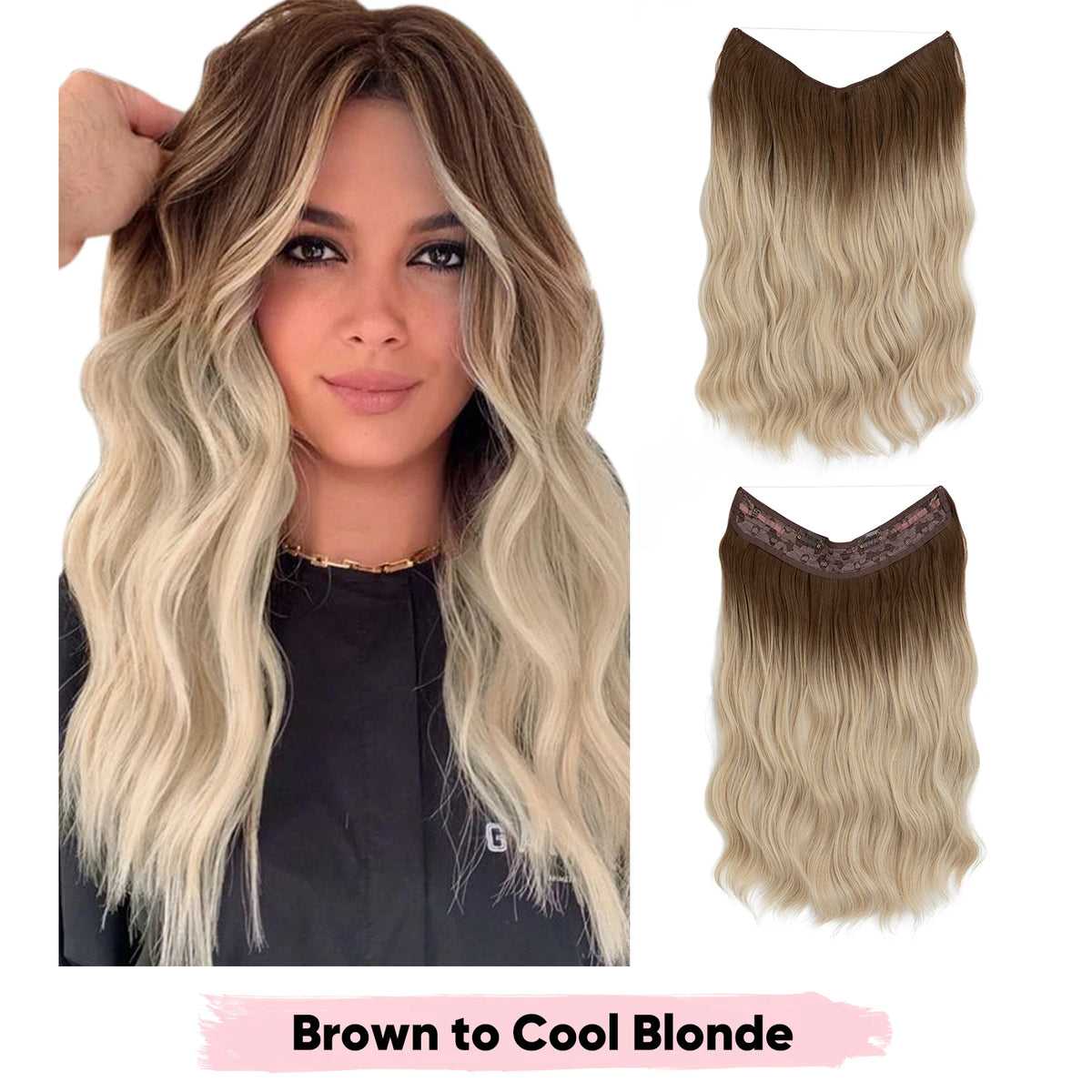 SARLA Synthetic Wave Invisible Wire Clip in Hair Extensions Fish Line With Clips Hairpiece Ombre Fake Hair Piece For Woman