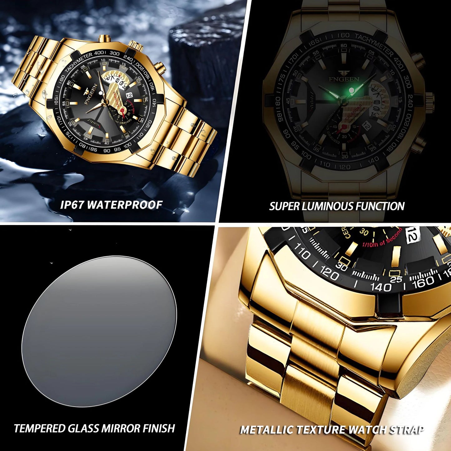 BINBOND Luxury Quartz Wristwatches For Men Luminous Waterproof Auto Date Men's Watch Stainless Steel Reloj Free Ship