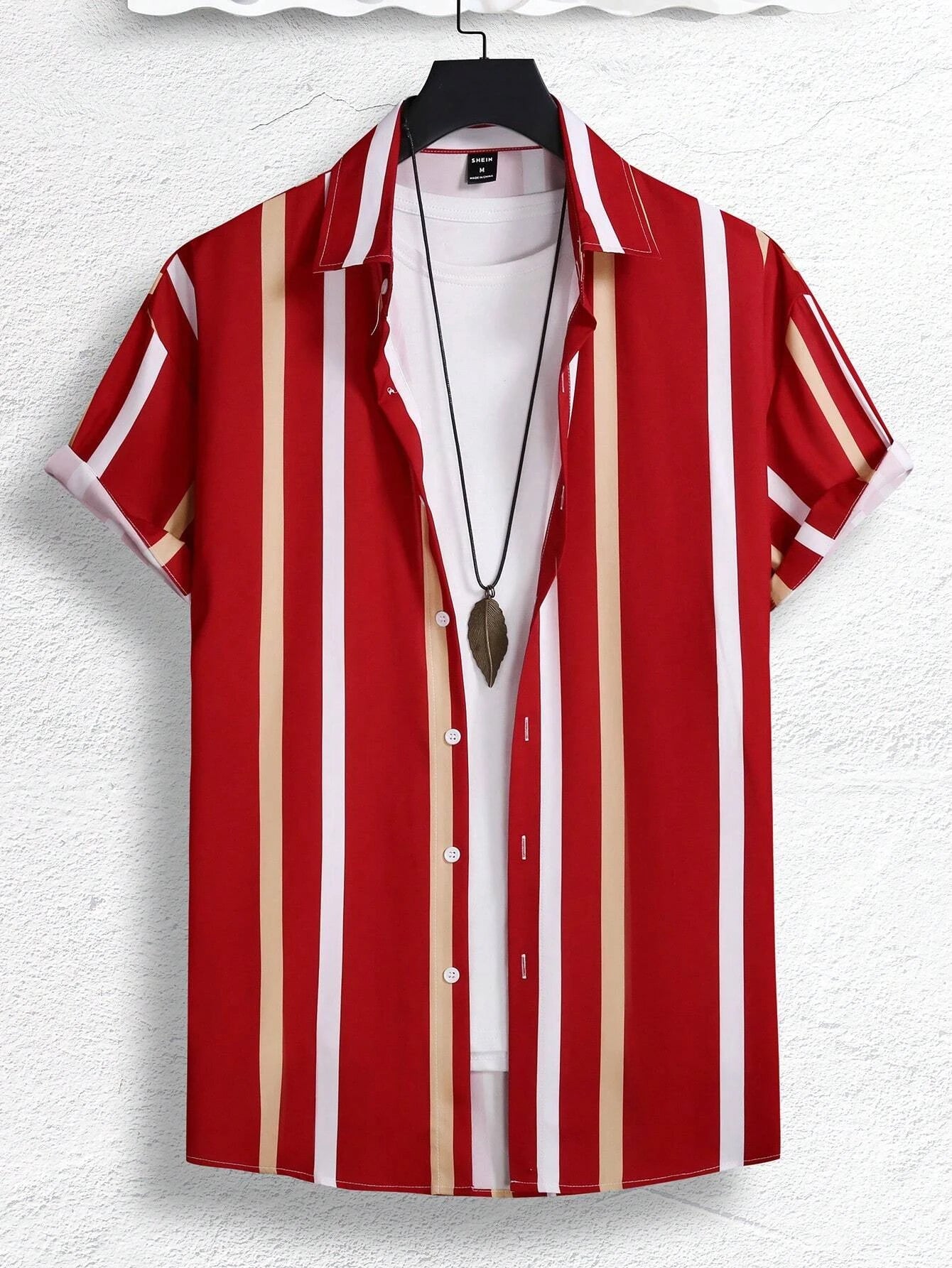 Men Women Shirts Colorful Striped Pattern Print Design Short Sleeve Shirts Fashion Button Short Sleeve Tops