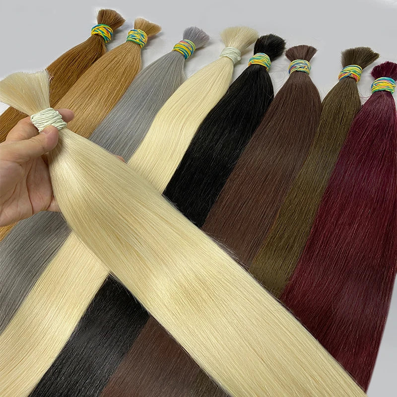 No Weft Straight Bulk Braiding Hair 100% Brazilian Virgin Remy Human Hair Extensions 50g 100g Blonde 1B Color Natural Hairpiece