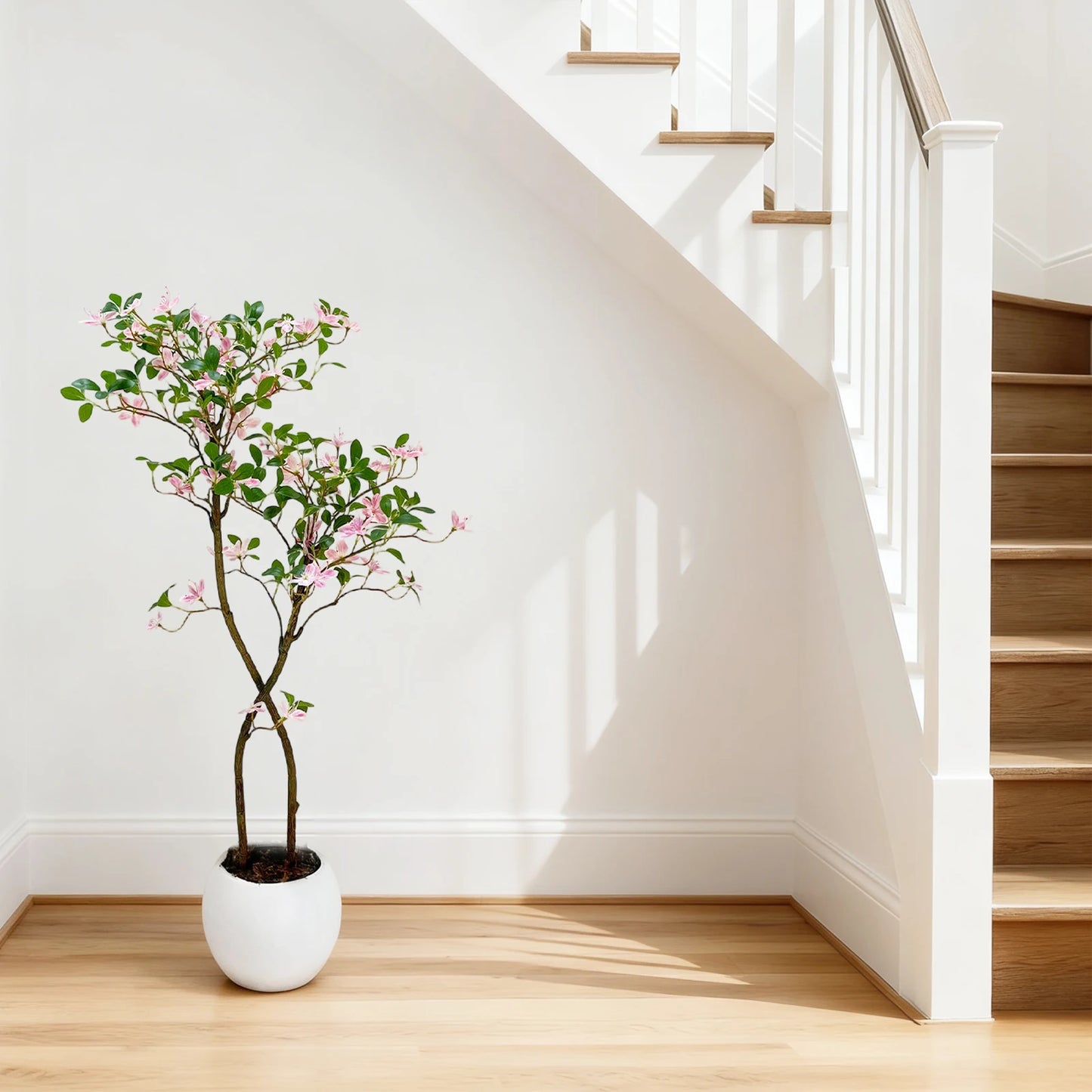 Artificial Jasmine Plant, Tall Faux Jasmine Tree, Realistic Fake Blossoming Tree with Flowers for Indoor Outdoor Garden Porch Home Office