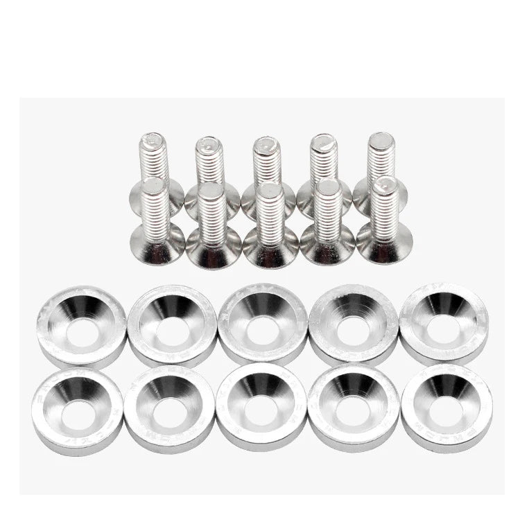 10 PCS M6 Car Modified Fasteners Fender Washer Bumper Engine Concave Screws Fender Washer License Plate Bolts Car Styling Gasket