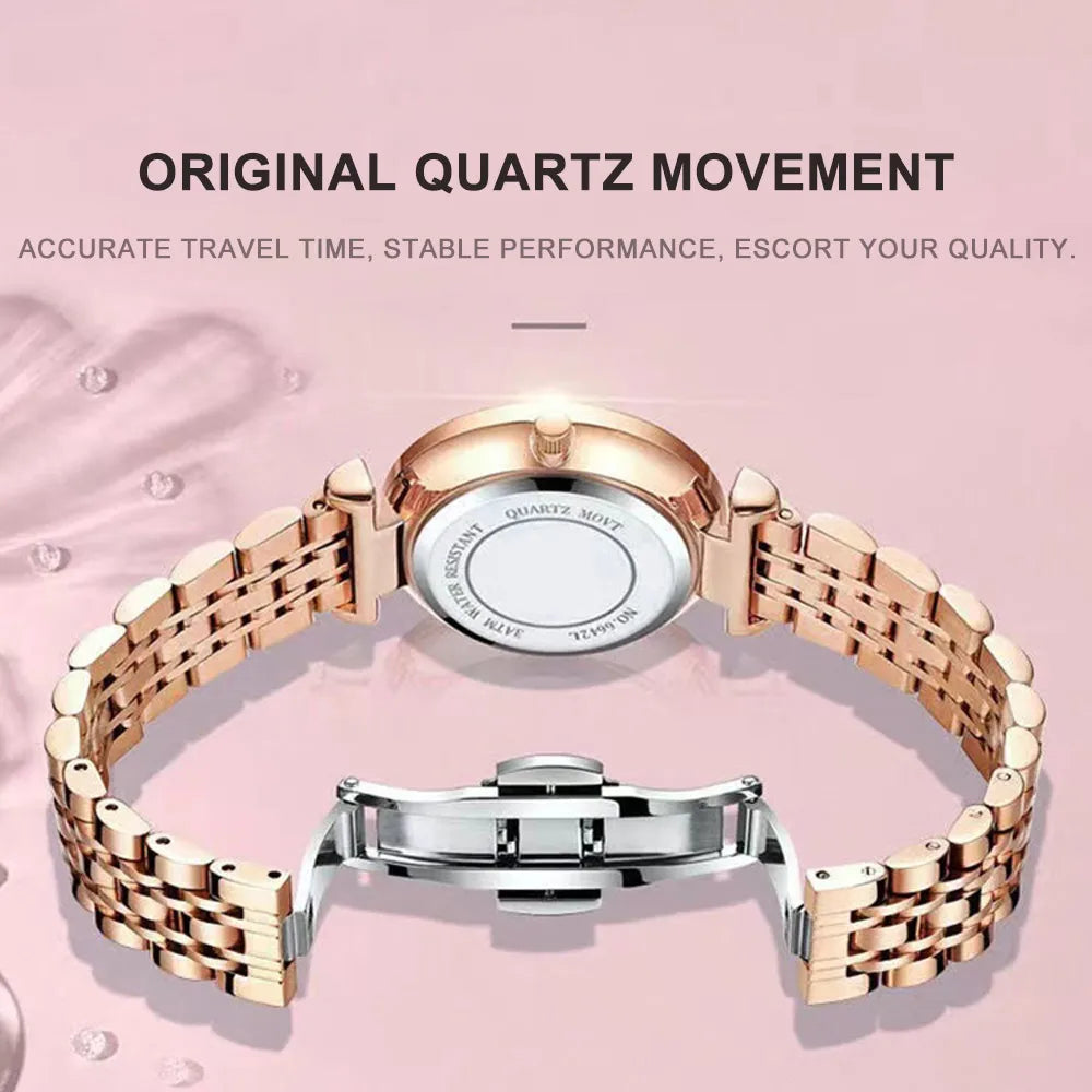 POEDAGAR Top Elegant Ladies Watch Waterproof Luminous Date Week Luxury Women's Watches Rose Gold Fashion Quartz Woman Wristwatch