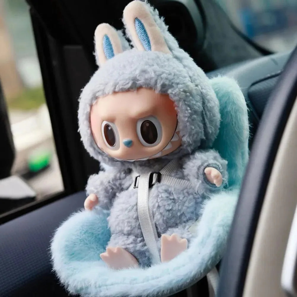 Mini Plush Doll Safety Seat Soft Car Ventilation Safety Chair for Labubu The Monsters Doll Accessories Car Interior Decorations