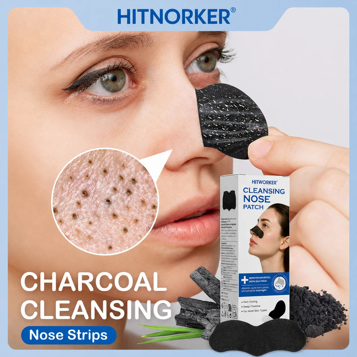 Blackhead Removal Nose Strips, 10 Tablets, Deep Cleansing and Refreshing Skin, Bevel Removal for Oily Skin, Instant Pore Cleansi